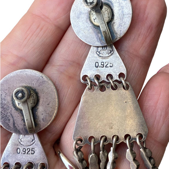 Vintage Sterling Silver Dangle Screw Back Earrings 925 Gonzalu Moreno Mexico - Picture 6 of 6